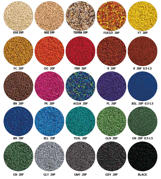 Rubber Crumb Colour Samples